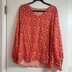 Red floral blouse long sleeve (Plus Size)
